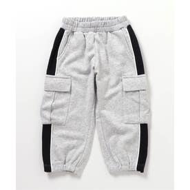 WEB限定  ライン裏毛カーゴパンツ(セットアップ可)  10分丈 （グレー）