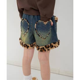 裾ボアショートパンツ ショート丈 （デニム）