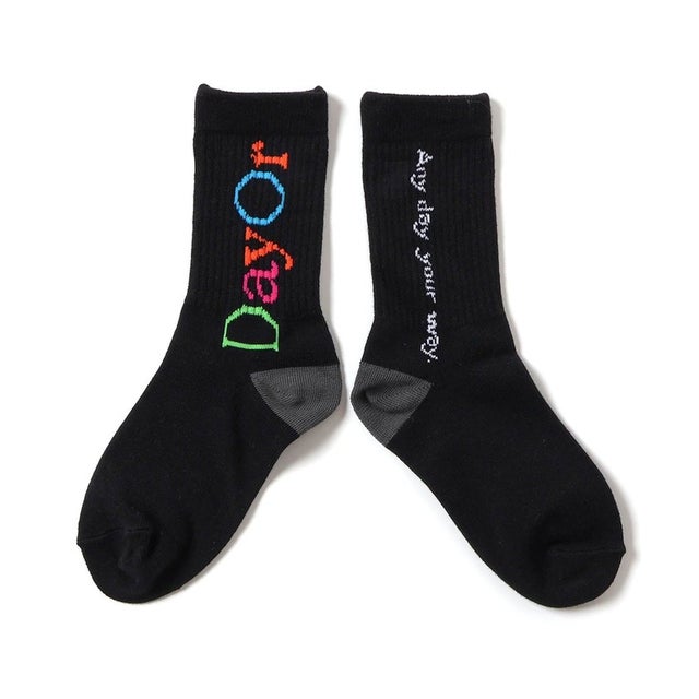 NET別注【DayOr】 配色ロゴカラーソックス （ブラック）