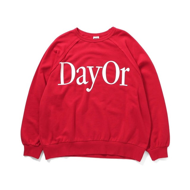 NET別注【DayOr】ロゴプリント裏毛トレーナー(大人) （レッド）