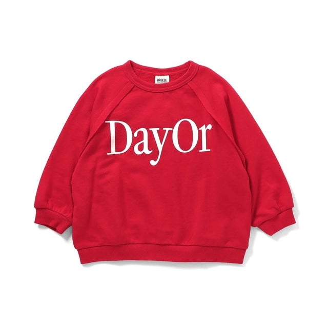 NET別注【DayOr】ロゴプリント裏毛トレーナー （レッド）