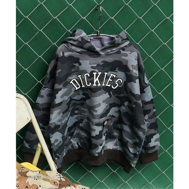 WEB限定【Dickies】カモフラ総柄パーカー （ブラック）