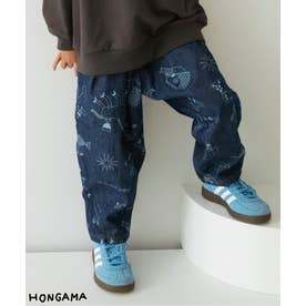 WEB限定【HONGAMA】イラスト総柄デニムパンツ  10分丈 （デニム）