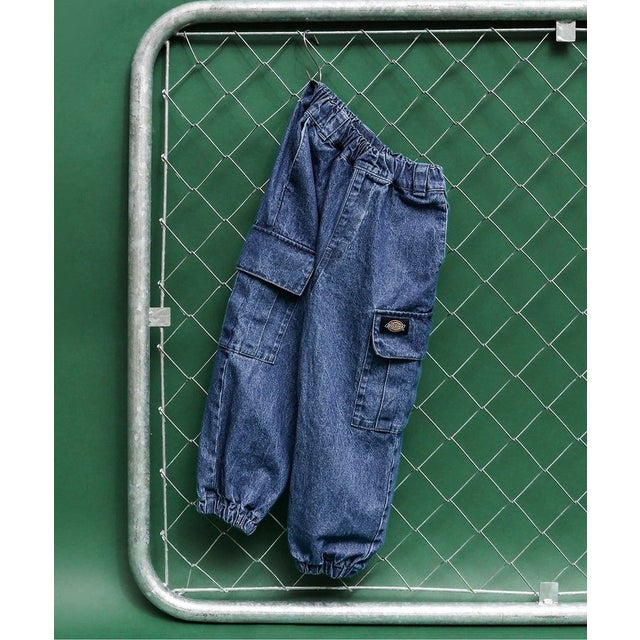 WEB限定【Dickies】デニムカーゴパンツ  10分丈 （ブルー）