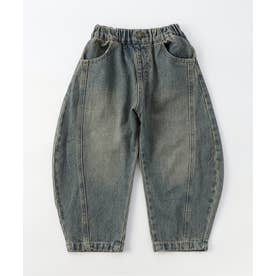 ワイドバレルレッグパンツ  10分丈 （ブルー）