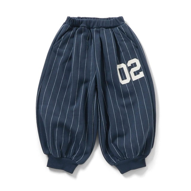 ストライププリントパンツ_AAAL PRODUCTS  10分丈 （ネイビーブルー）