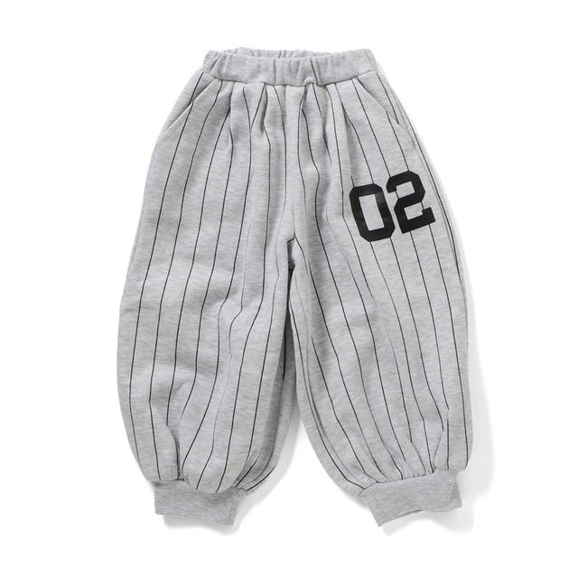 ストライププリントパンツ_AAAL PRODUCTS  10分丈 （グレー）