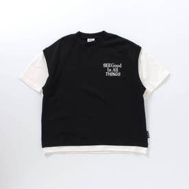 WEB限定  ジュニアセットアップ レイヤードTシャツ （ブラック）