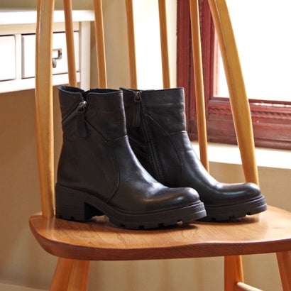 ダブルジップ厚底ショートブーツ F0801 bu-26w-f0801-bl （BLACK）｜詳細画像