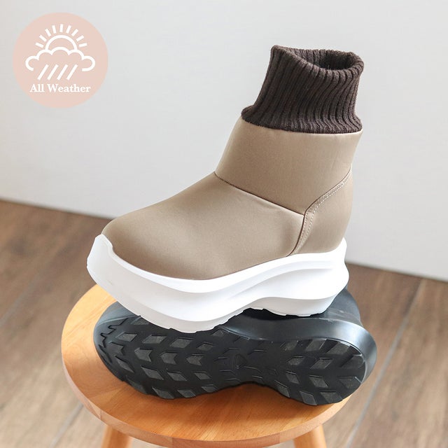 晴雨兼用│パデットブーツ （グレージュ）