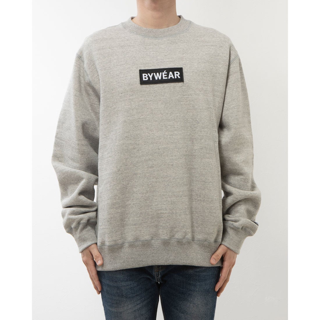 バイウェア BYWEAR Grace Woven Patch Crewneck （Heather Gray 