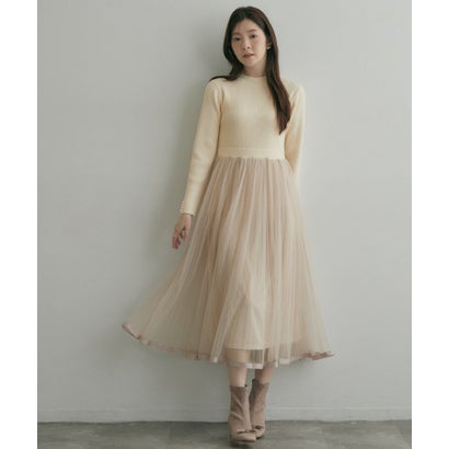 チュールドッキングワンピース （ピンクベージュ(053)）｜詳細画像