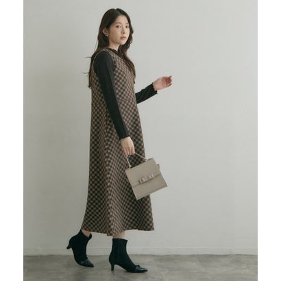 Vネックチェックジャンスカ （ブラウン(243)）｜詳細画像