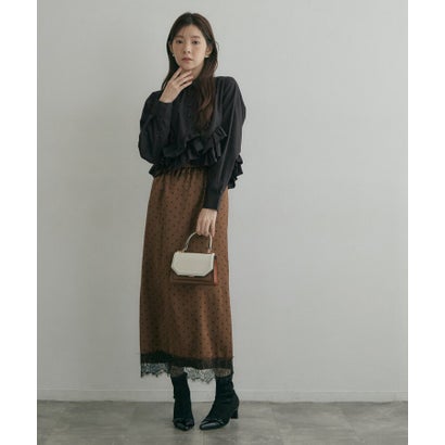 クチュール ブローチ Couture Brooch 裾レースドットプリントスカート （ブラック(119)）｜詳細画像