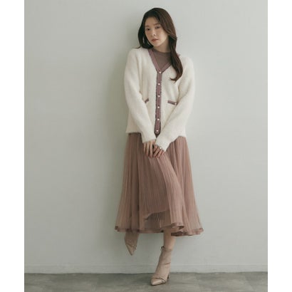 配色フェザーニットカーディ （アイボリー(004)）｜詳細画像