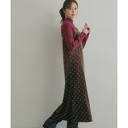 ベロア刺繍キャミワンピース （ブラウン(144)）｜詳細画像