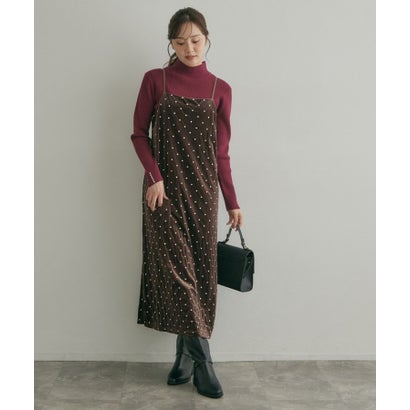 ベロア刺繍キャミワンピース （ブラウン(144)）｜詳細画像