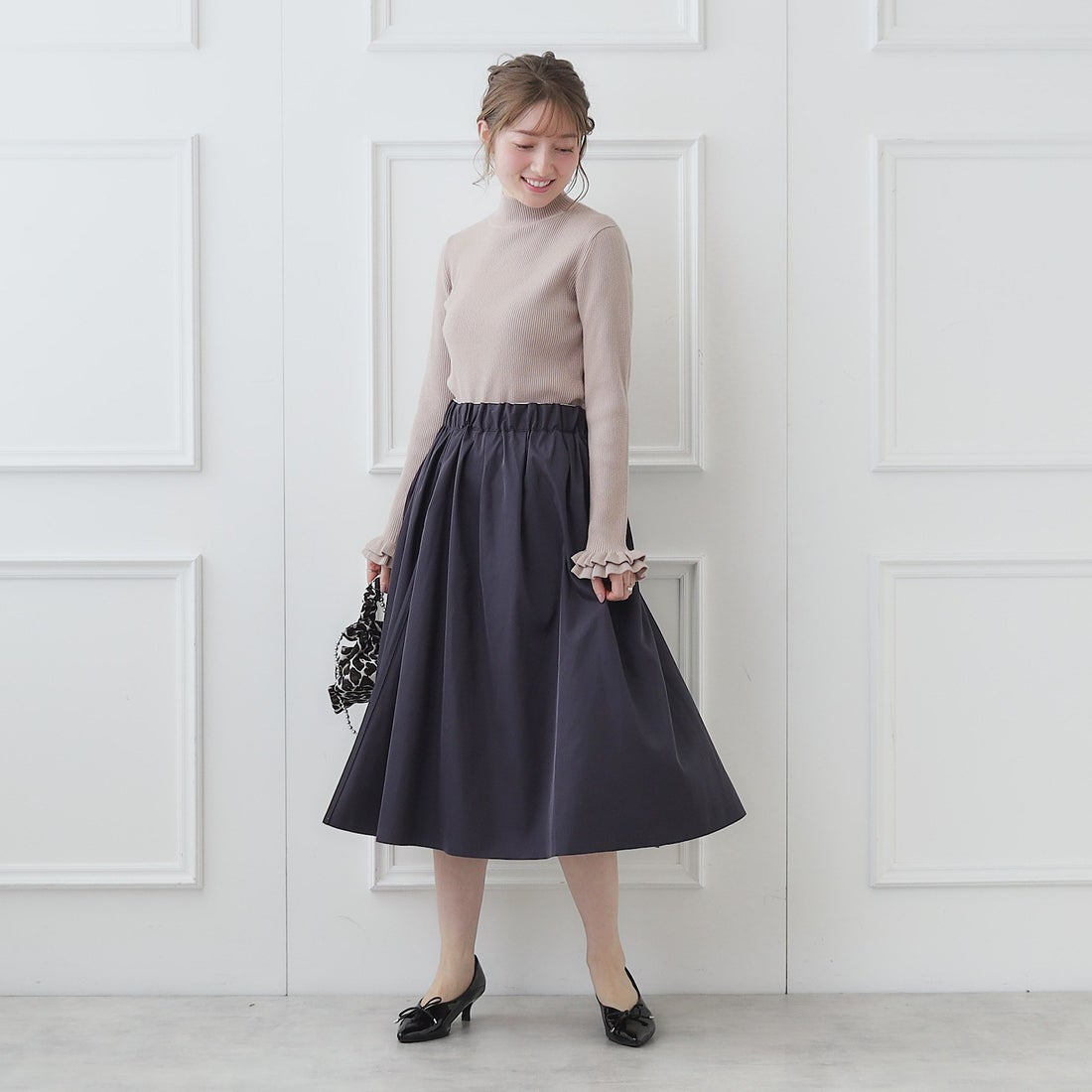 クチュール ブローチ Couture Brooch リバーシブルドットフレアスカート （チャコールグレー(114)）