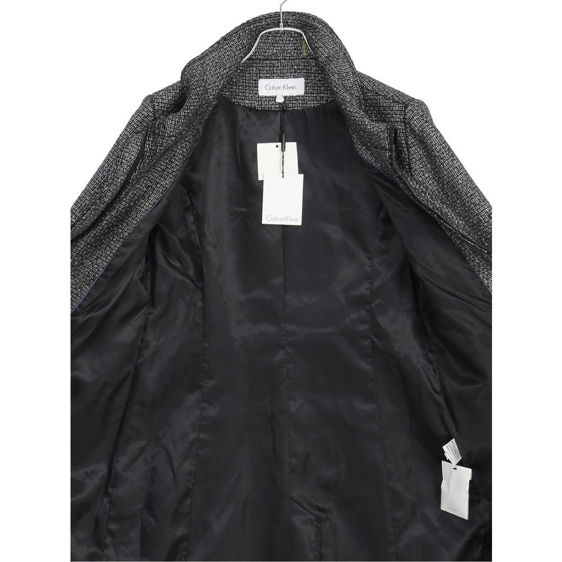 カルバンクライン　美品❗️高品質❗️最高級メリノウール100❗️黒ニットレトロ44cm袖丈