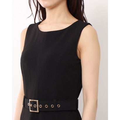 カルバン クライン Calvin Klein フリル裾がフェミニンなベルト付きリトルブラックドレス （ブラック）｜詳細画像