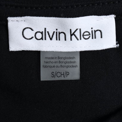 カルバン クライン Calvin Klein ☆ゴールドロゴプリントノースリーブワンピース （ブラックxゴールド）｜詳細画像