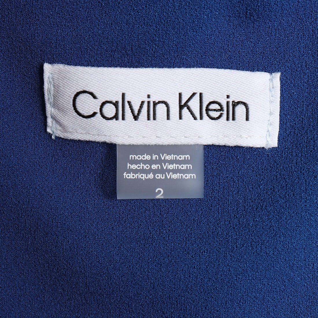カルバン クライン Calvin Klein ☆ラッフルフレアスカートVネックノースリーブワンピース （ブルー）