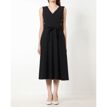 カルバン クライン Calvin Klein すっきりVネックのミディー丈リトルブラックドレス （ブラック）｜詳細画像