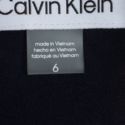 カルバン クライン Calvin Klein 上品ネイビーのスタイリッシュなエンパイアウエストワンピース （ネイビー）｜詳細画像