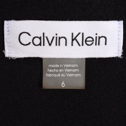 カルバン クライン Calvin Klein 格子柄の袖がお洒落なボウタイネックブラックワンピース （ブラック）｜詳細画像