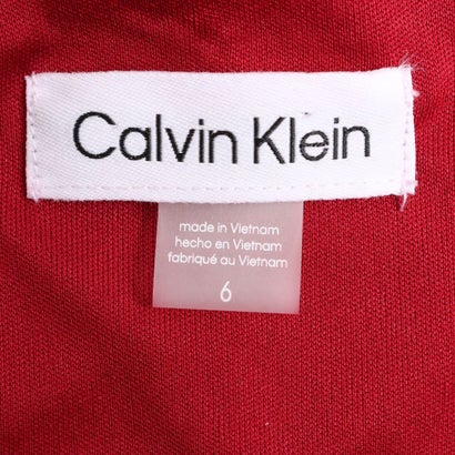 カルバン クライン Calvin Klein ベルベット ネックリボンタイ A ラインワンピース （レッド）｜詳細画像