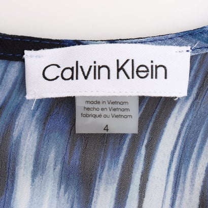 カルバン クライン Calvin Klein ブルー系アブストラクト・シフォンワンピース （ブルーアブストラクト）｜詳細画像