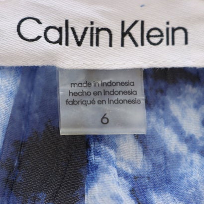 カルバン クライン Calvin Klein 白地にブループリント柄が爽やかなシフォンワンピース （ホワイト）｜詳細画像