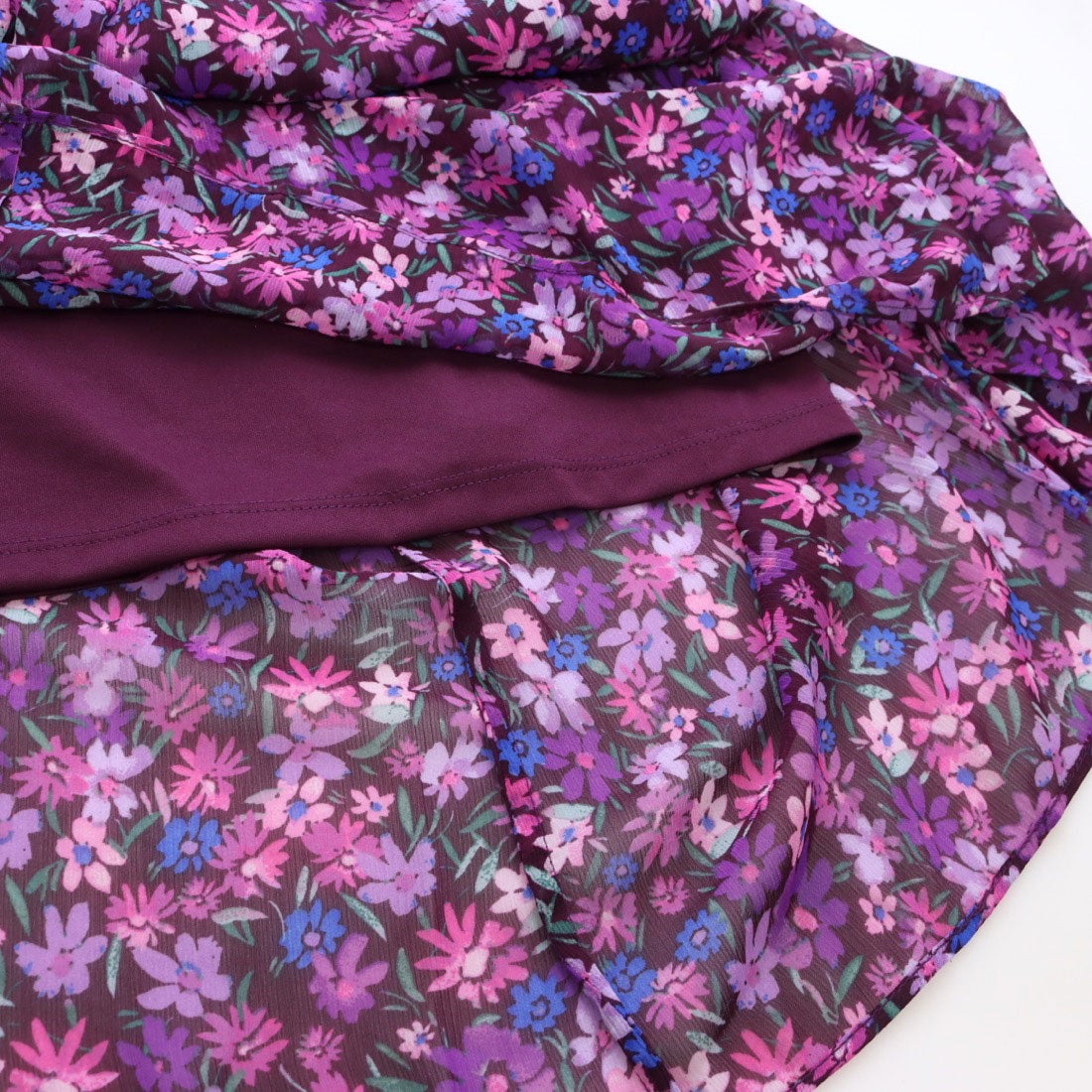 カルバンクライン シフォン素材 花柄ワンピース　裾フリル
