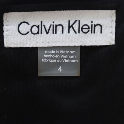カルバン クライン Calvin Klein ☆伸縮ベルベット素材リボンネックノースリーブタイトワンピース （ブラック）｜詳細画像