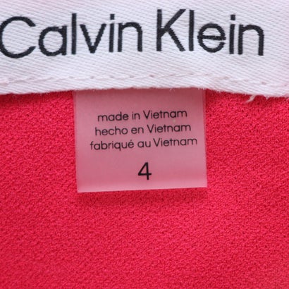 カルバン クライン Calvin Klein ☆リボンデザインネック七分袖タイトワンピース （ピンク）｜詳細画像