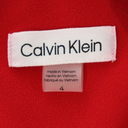 カルバン クライン Calvin Klein ☆ファスナースリットスカート七分袖タイトワンピース （レッド）｜詳細画像
