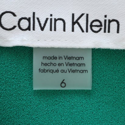 カルバン クライン Calvin Klein ☆スリットVネック七分袖タイトワンピース （グリーン）｜詳細画像