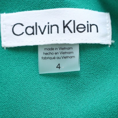 カルバン クライン Calvin Klein ☆Vスリットリボンネックノースリーブタイトワンピース （グリーン）｜詳細画像