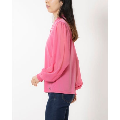 カルバン クライン Calvin Klein ビビットピンクの透け袖ブラウス （ピンク）｜詳細画像