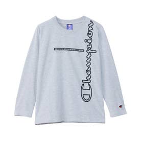 Tシャツ 長袖 ロンT カットソー 子供服 キッズ ロゴ LONG SLEEVE T-SHIRT グレー CK-BS403 （オックスフォードグレー(070)）