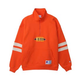 スウェット シャツ ハーフジップ メンズ HALF ZIP SWEATSHIRT ブラック グレー オートミール オレンジ 黒 C3-C013  （オレンジ(840)）
