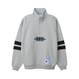 スウェット シャツ ハーフジップ メンズ HALF ZIP SWEATSHIRT ブラック グレー オートミール オレンジ 黒 C3-C013  （オックスフォードグレー(070)）