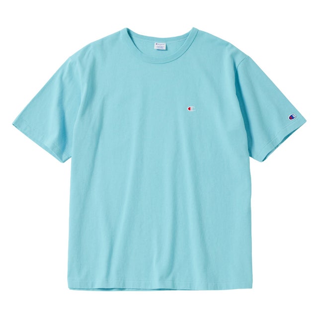 Tシャツ 半袖 メンズ ロゴ ワンポイント T-SHIRT(HEAVY GARMENT WASH) ライトグレイッシュブルー C8-V305 （ライトグレイッシュブルー(380)）