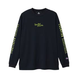 Tシャツ 長袖 ロンT カットソー バスケットボール ウェア メンズ レディース LONG SLEEVE T-SHIRT C3-CB425 （ブラック/イエローグリーン(9YG)）