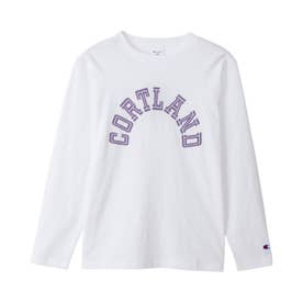 Tシャツ 長袖 ロンT カットソー フットボール メンズ レディース LONG SLEEVE T-SHIRT C3-C422 （ホワイト/ダークパープル(016)）