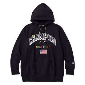 リバースウィーブ パーカー スウェット プルオーバー メンズ レディース フーデッド ロゴ RW HOODED C8-C102 （ブラック(090)）