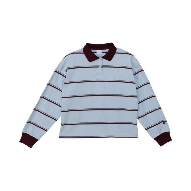 ポロシャツ 長袖 レディース ボーダー リラックスフィット LS BORDER POLO SHIRT CW-C401 （ライトブルー(322)）