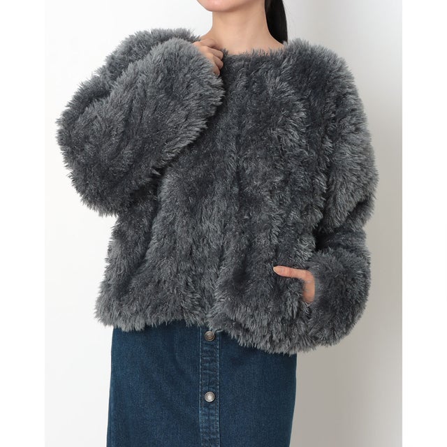フリースジャケット SNAP FLEECE CARDIGAN （GREY）