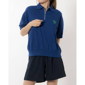 レディース 半袖Tシャツ HALF ZIP SWEATSHIRT_ CW-Z007 （ブルー）