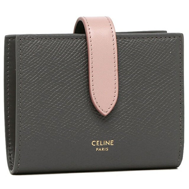 Medium Strap Wallet ミディアム ストラップ ウォレット 二つ折り財布 レザー グレー ピンク